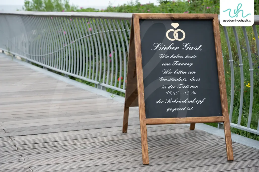 Freie Trauung Seebrücke Koserow Schild