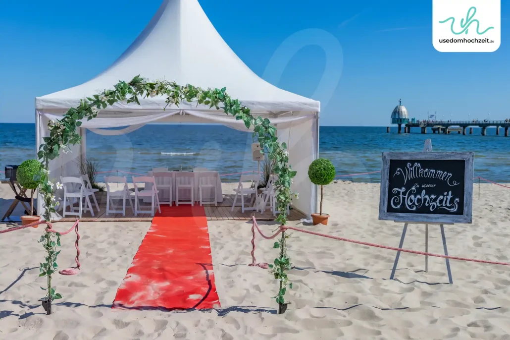 Strandhochzeit Zinnowitz Zelt Seebrücke