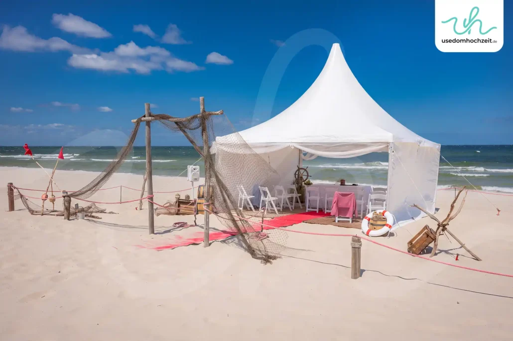 Strandhochzeit Zinnowitz Zelt am Strand